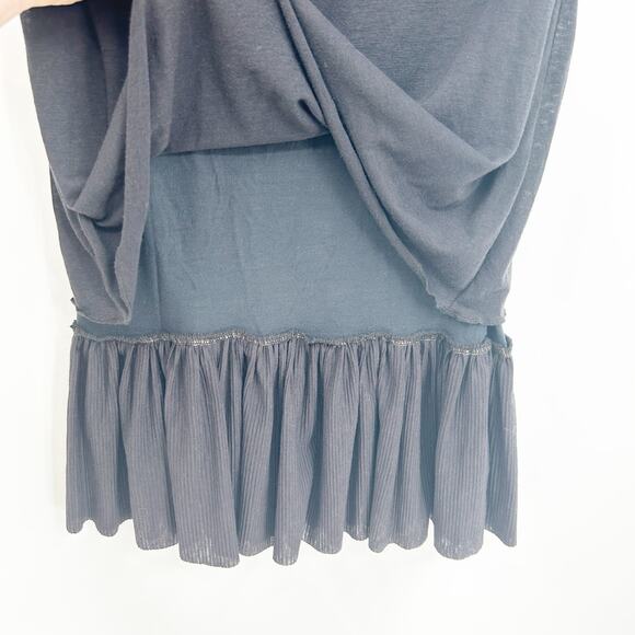 Free People Wednesdaycore Goth Wool Blend Ruffle 3/4 Sleeve Sweater Dress Size 0 - Picture 4 of 7